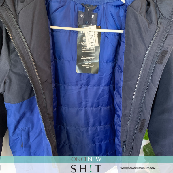 Once New Shit - The Children's Place Boys Blue Winter Coat (size large 10/12)