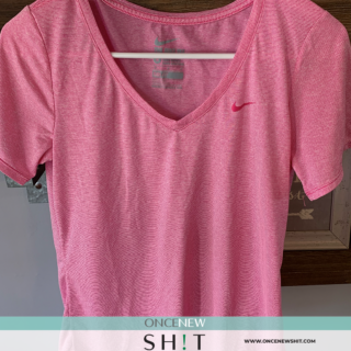 Once New Shit - Women's Pink Nike Dri Fit Shirt (size medium)