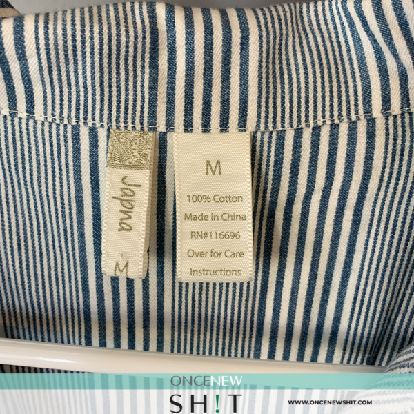 Once New Shit - Women's Blue Striped T-Shirt Dress (size medium)