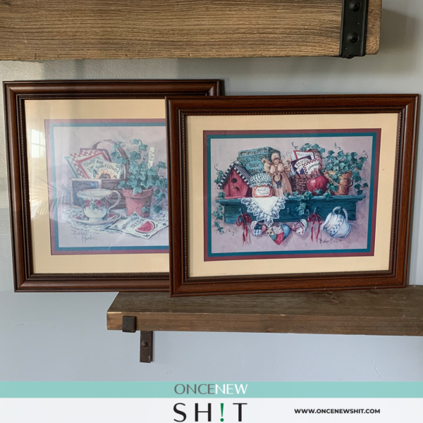 Once New Shit - Wood Vintage Wooden Framed Barbara Mack Artwork set